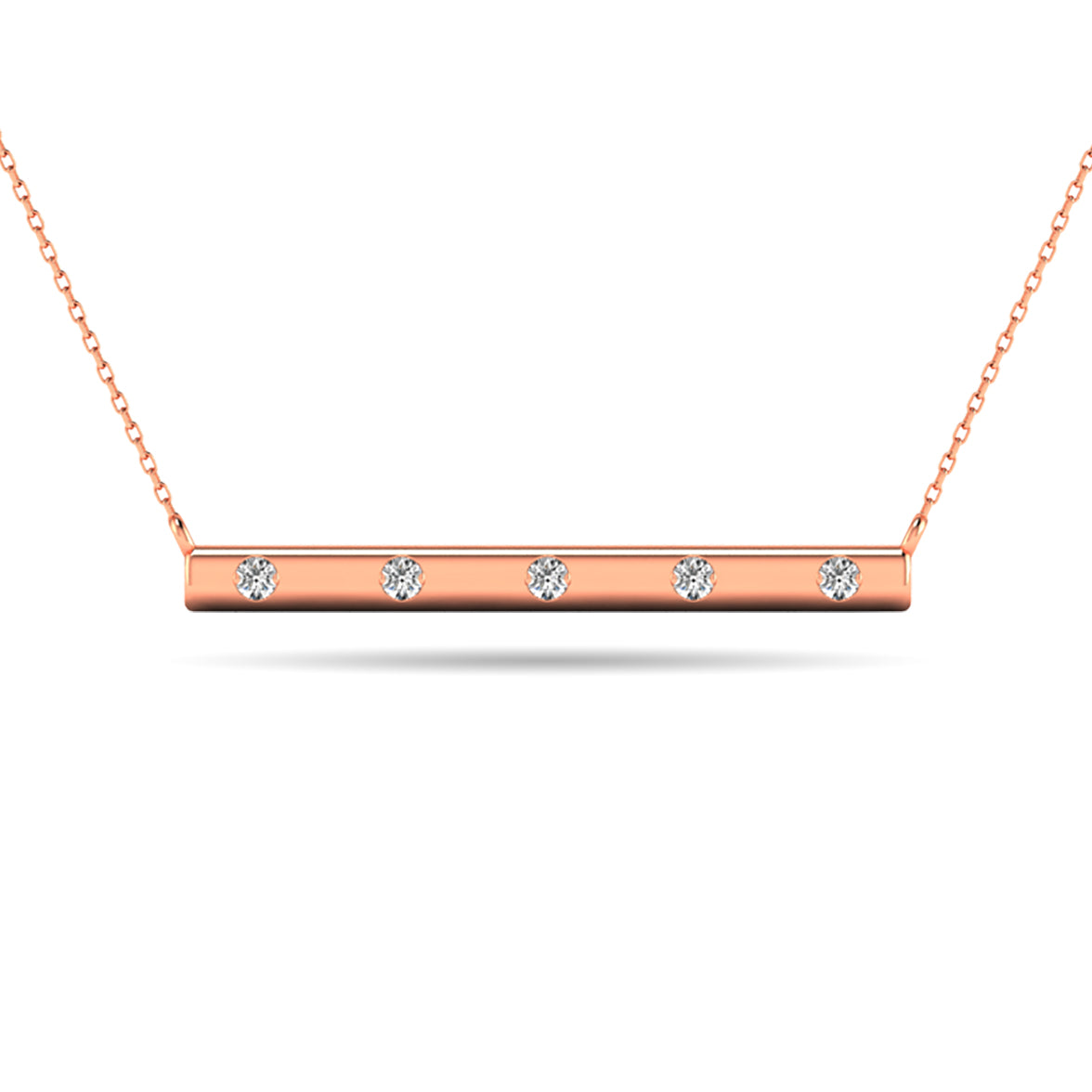 Diamond 1/20 ct tw Bar Necklace in 10K Rose Gold