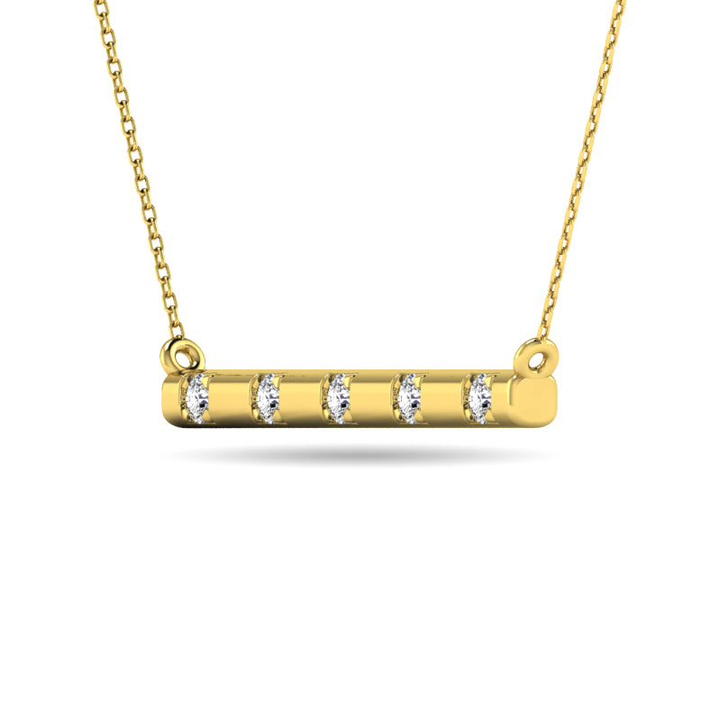 Diamond 1/20 ct tw Bar Necklace in 10K Yellow Gold