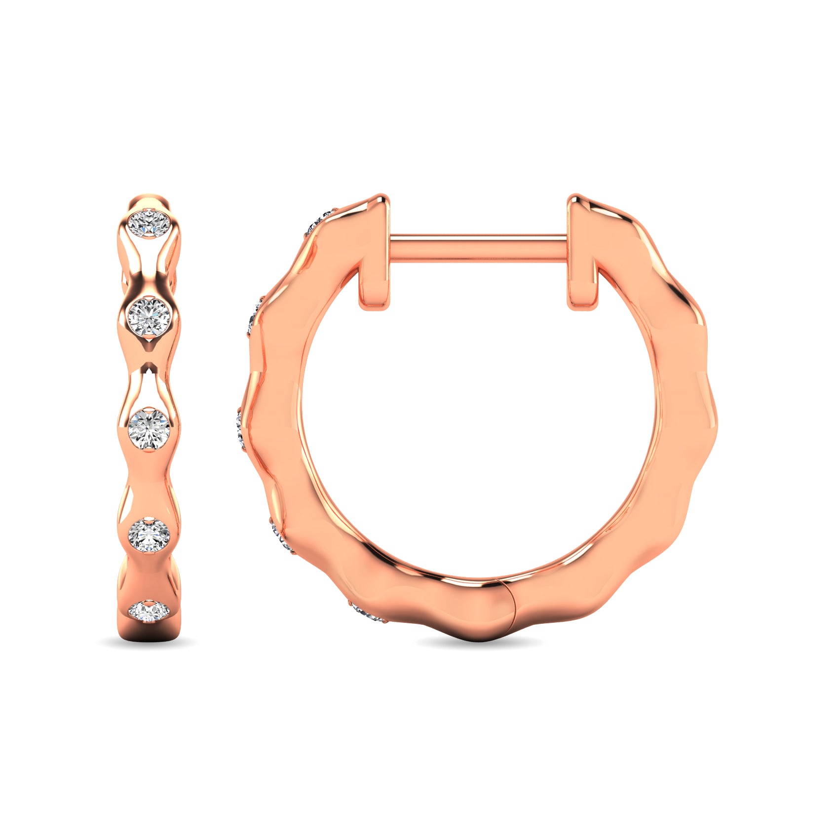 Diamond 1/10 ct tw Hoop Earrings in 10K Rose Gold