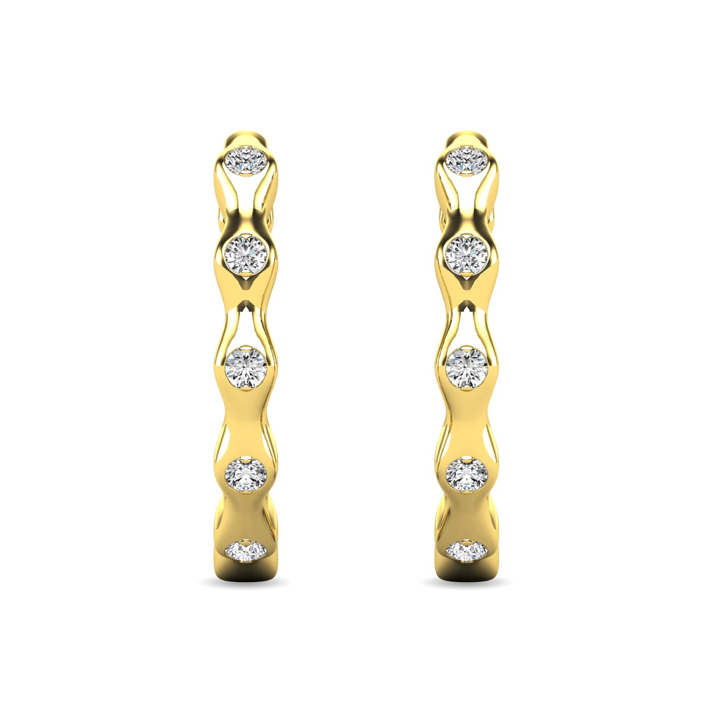 Diamond 1/10 ct tw Hoop Earrings in 10K Yellow Gold