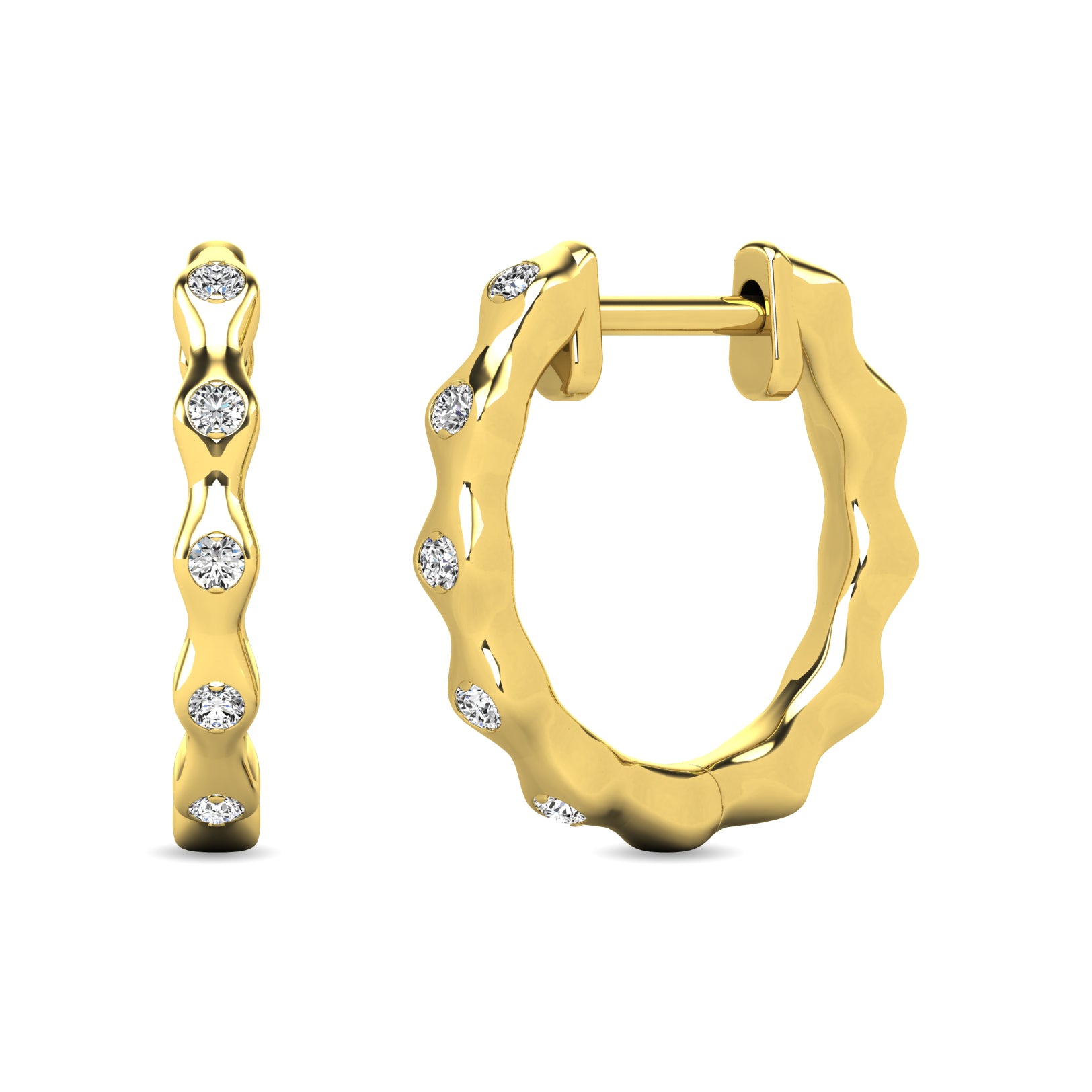 Diamond 1/10 ct tw Hoop Earrings in 10K Yellow Gold