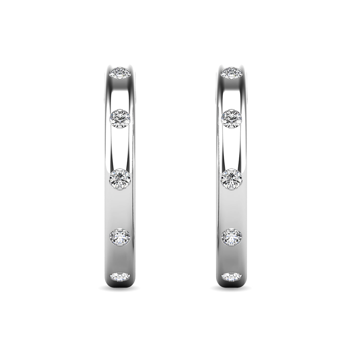 Diamond 1/10 ct tw Hoop Earrings in 10K White Gold