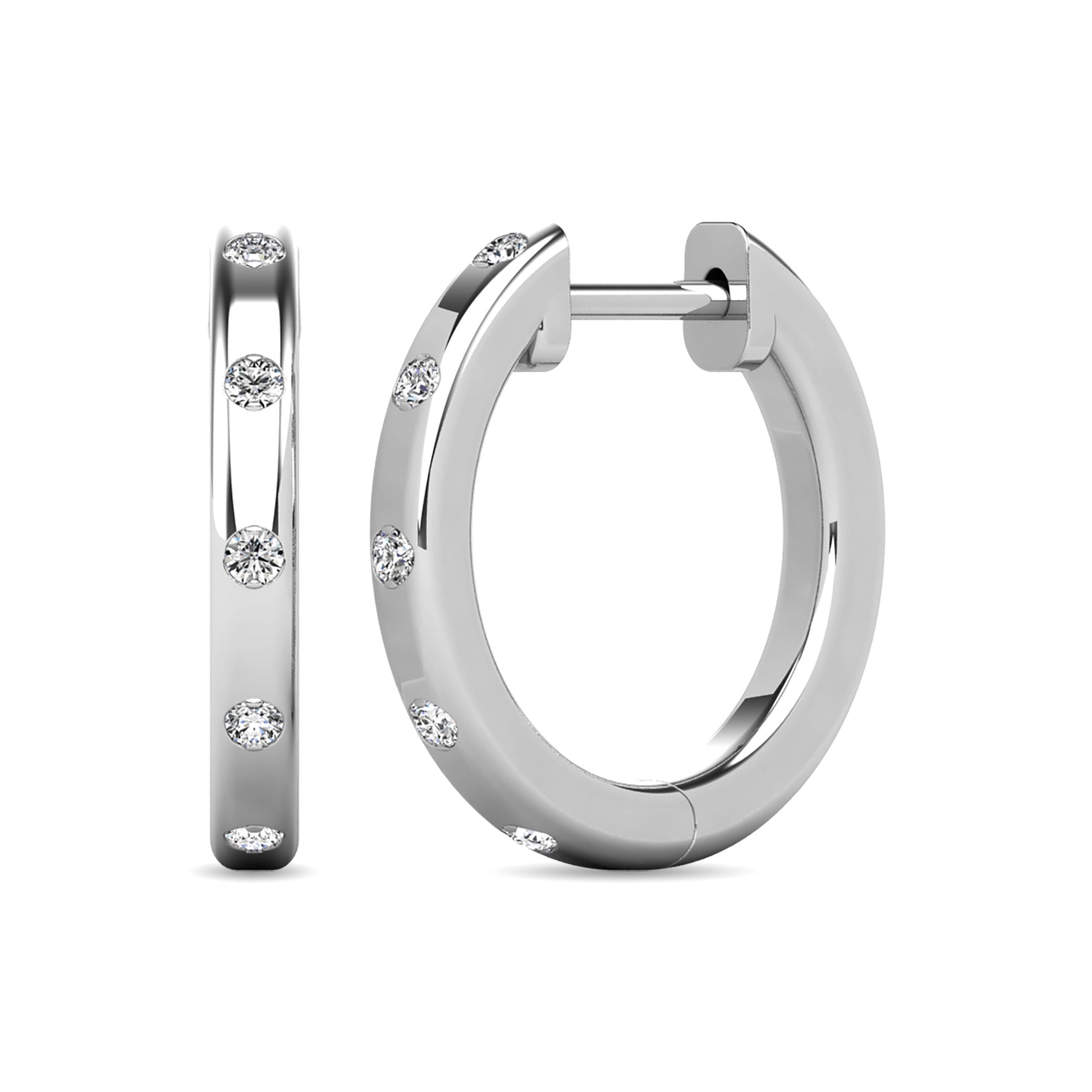 Diamond 1/10 ct tw Hoop Earrings in 10K White Gold