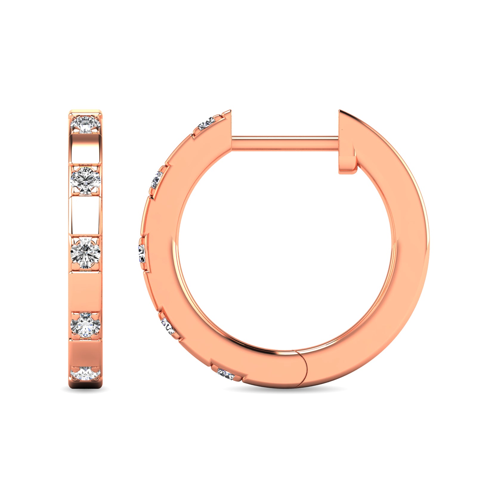 Diamond 1/10 ct tw Hoop Earrings in 10K Rose Gold