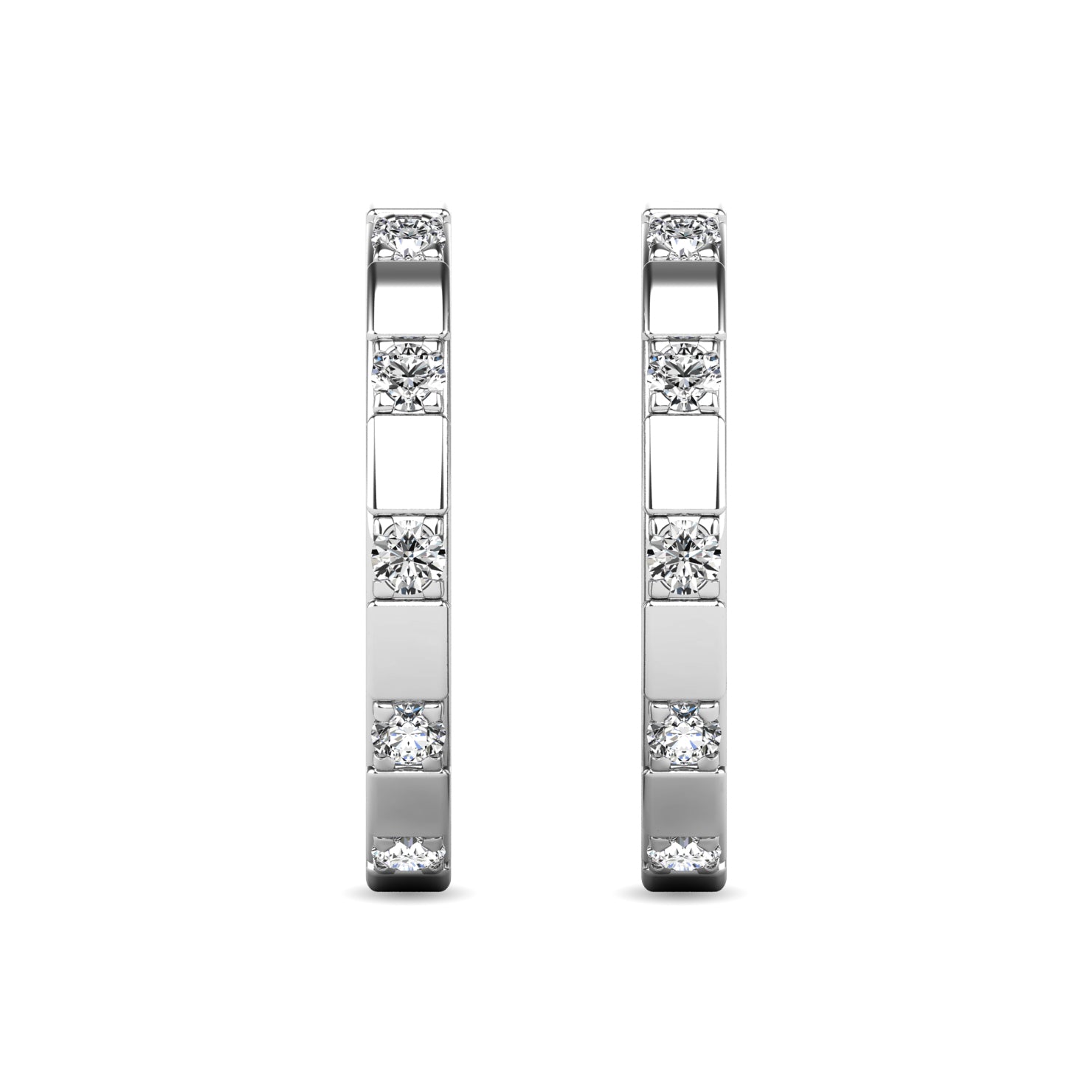 Diamond 1/10 ct tw Hoop Earrings in 10K White Gold