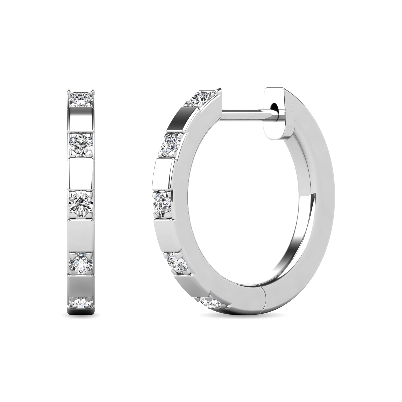 Diamond 1/10 ct tw Hoop Earrings in 10K White Gold