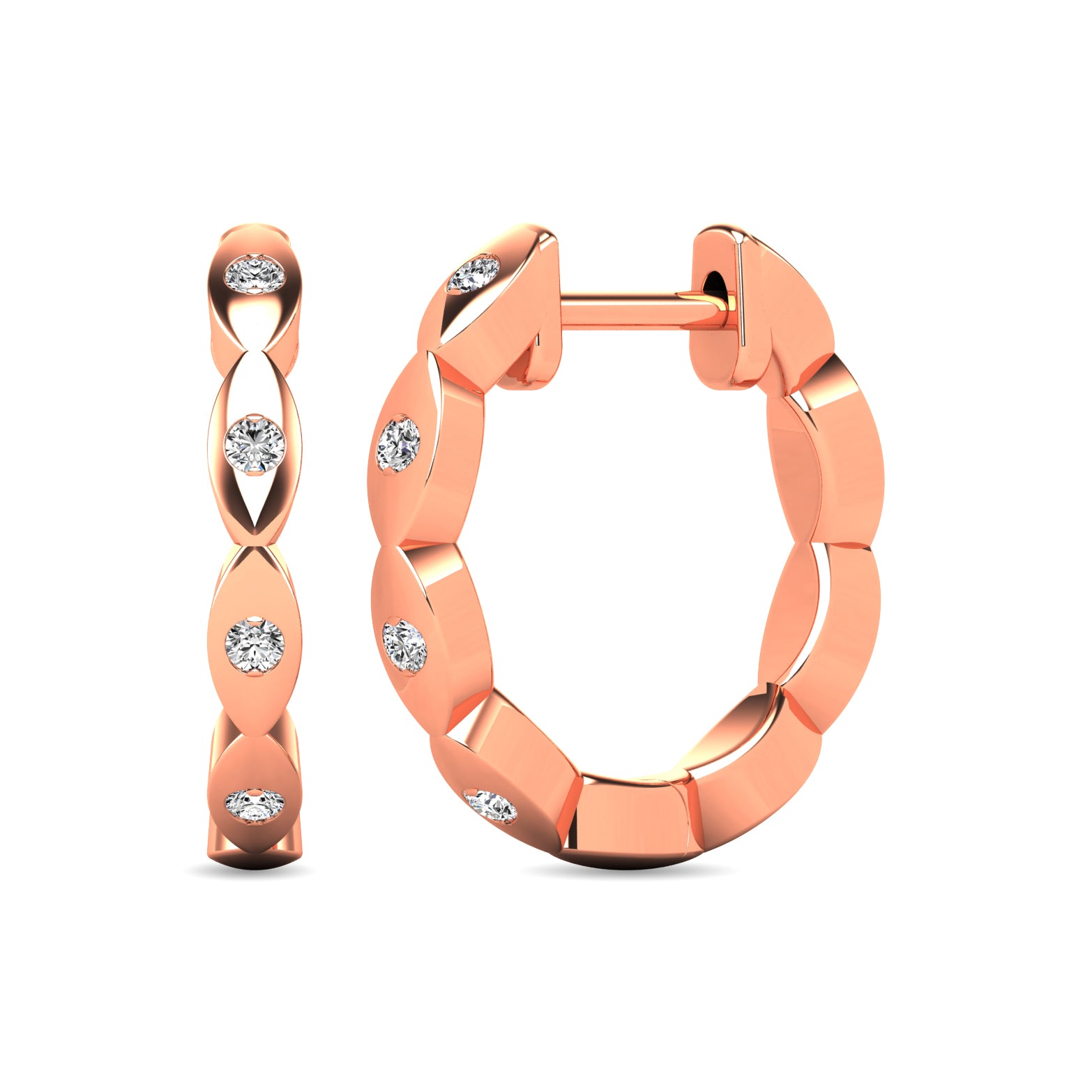 Diamond 1/10 ct tw Hoop Earrings in 10K Rose Gold