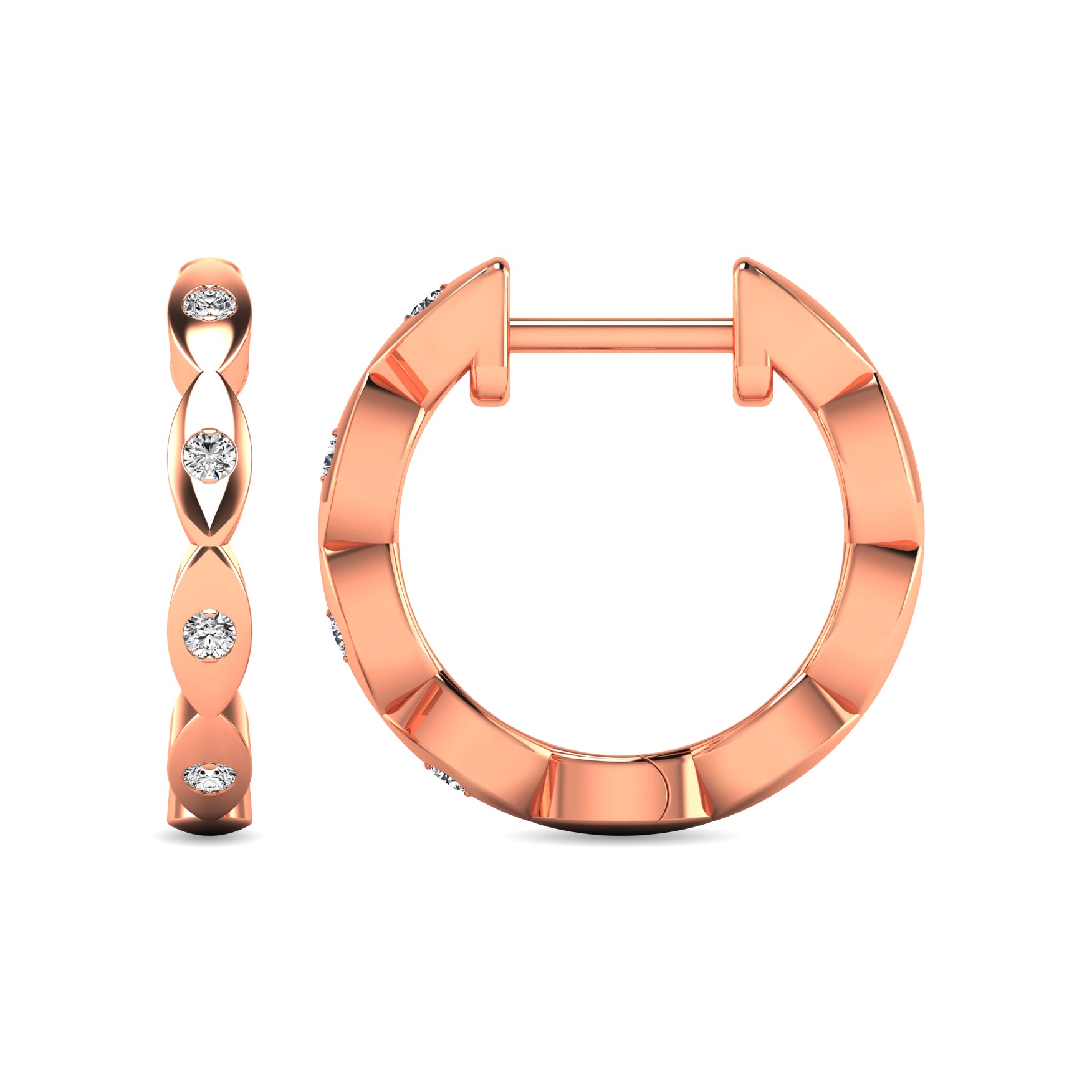 Diamond 1/10 ct tw Hoop Earrings in 10K Rose Gold