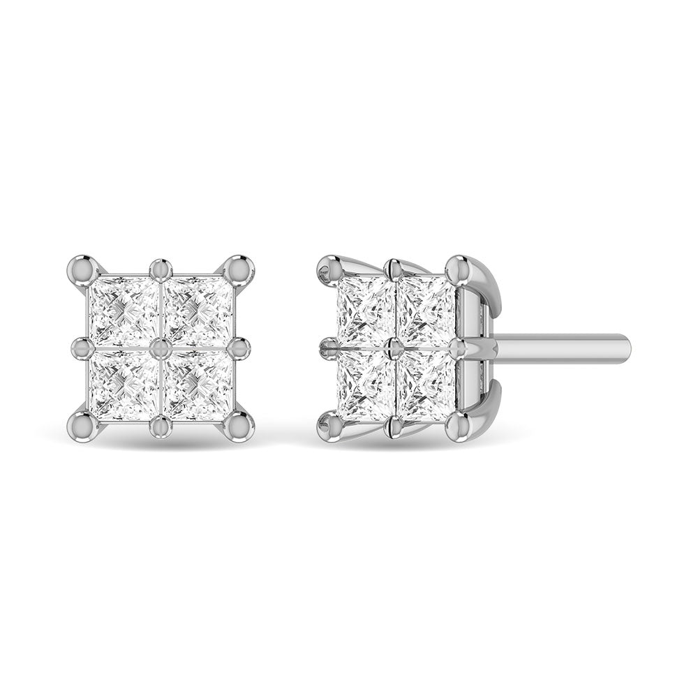 Diamond 1/3 Ct.Tw. Princess Cut Fashion Earrings in 14K White Gold