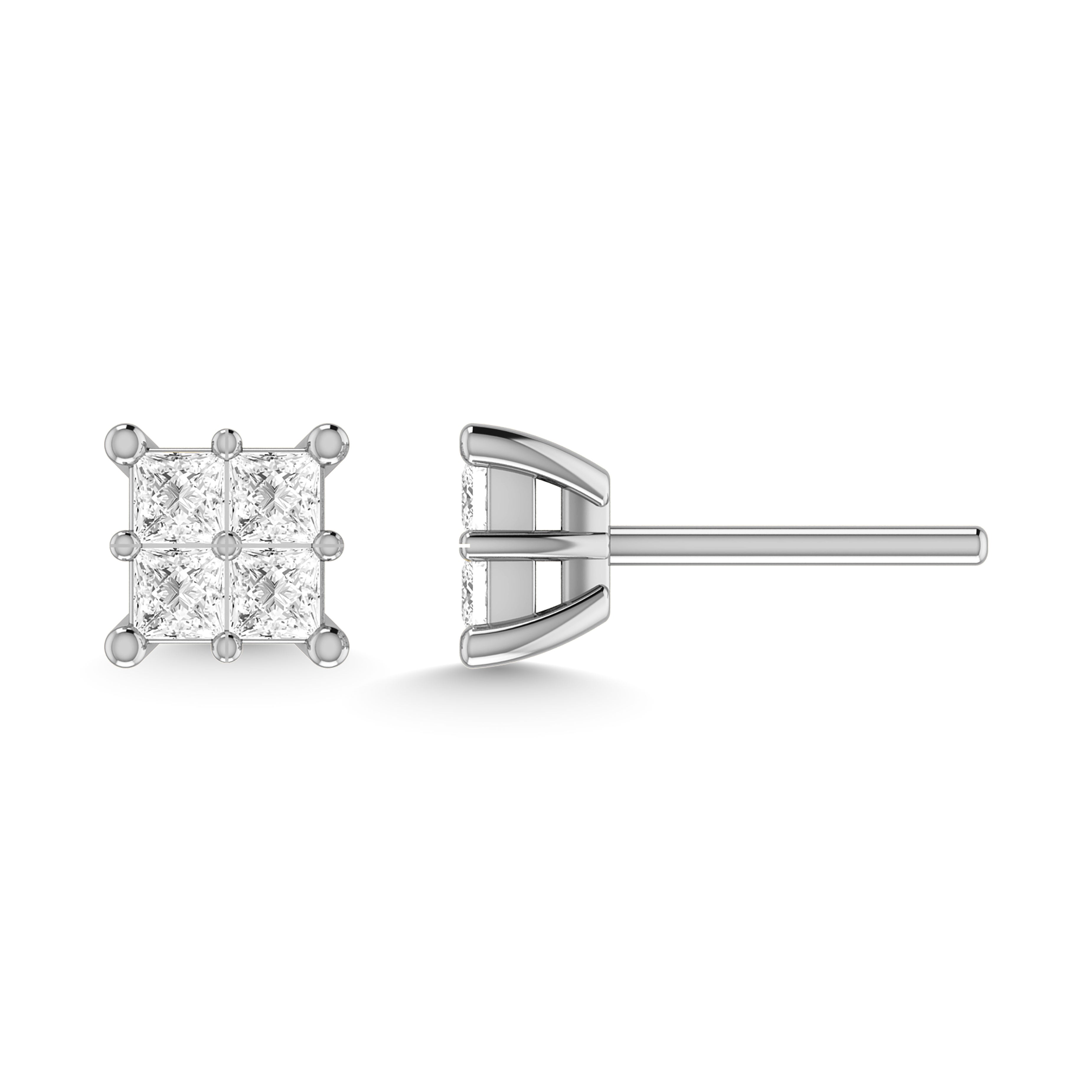 Diamond 1/2 Ct.Tw. Princess Cut Fashion Earrings in 14K White Gold