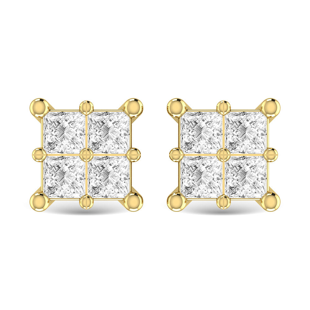 Diamond 1/4 Ct.Tw. Princess Cut Fashion Earrings in 14K Yellow Gold