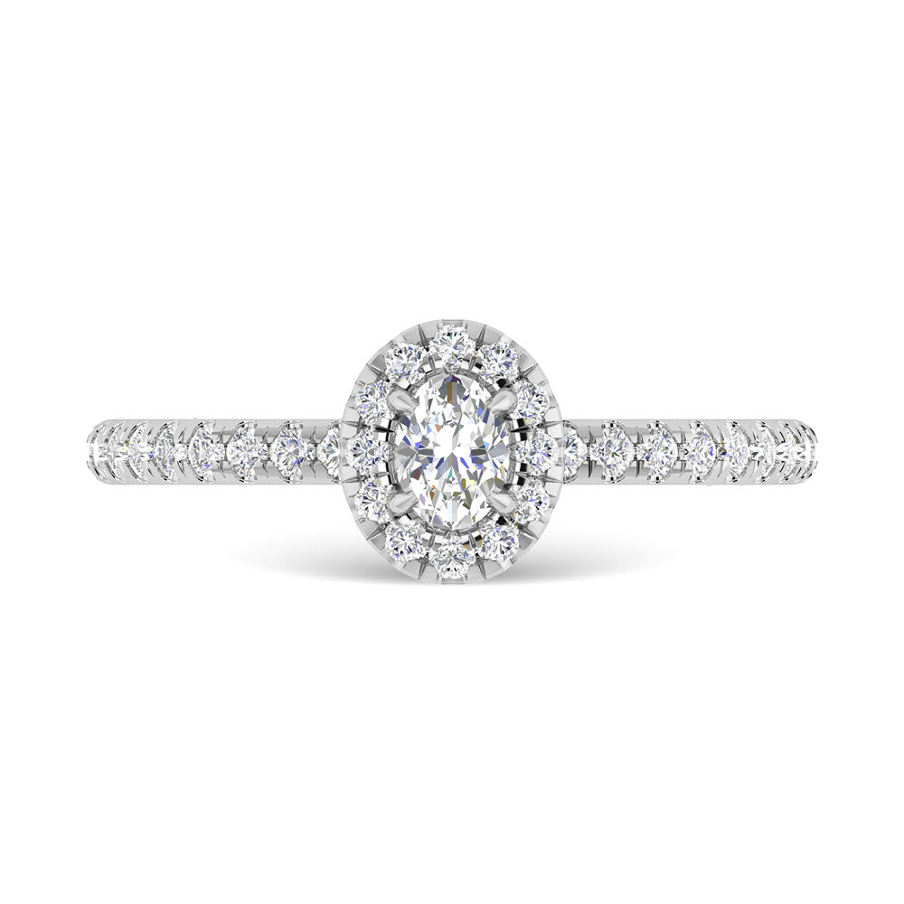 Diamond 3/4 Ct.Tw. Oval Cut Engagement Ring in 14K White Gold