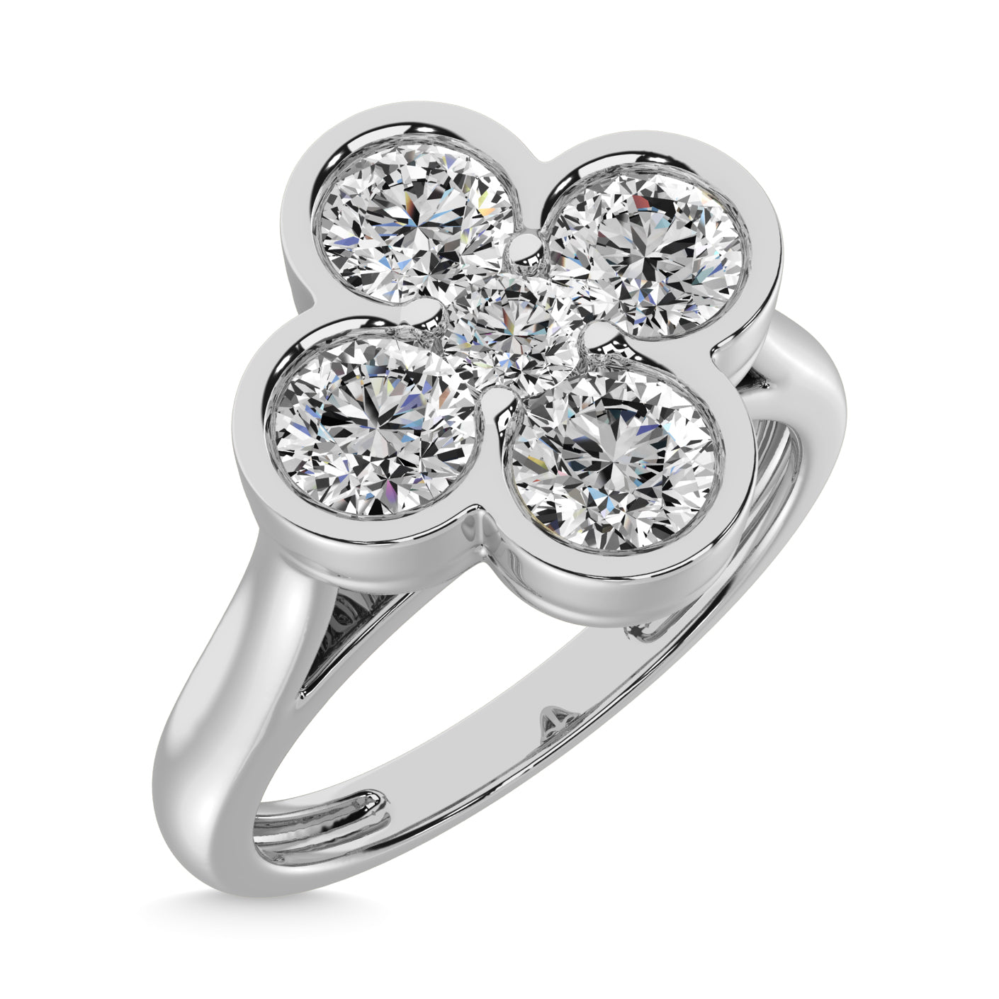 Diamond 1 ct tw Flower Ring in 14K White Gold