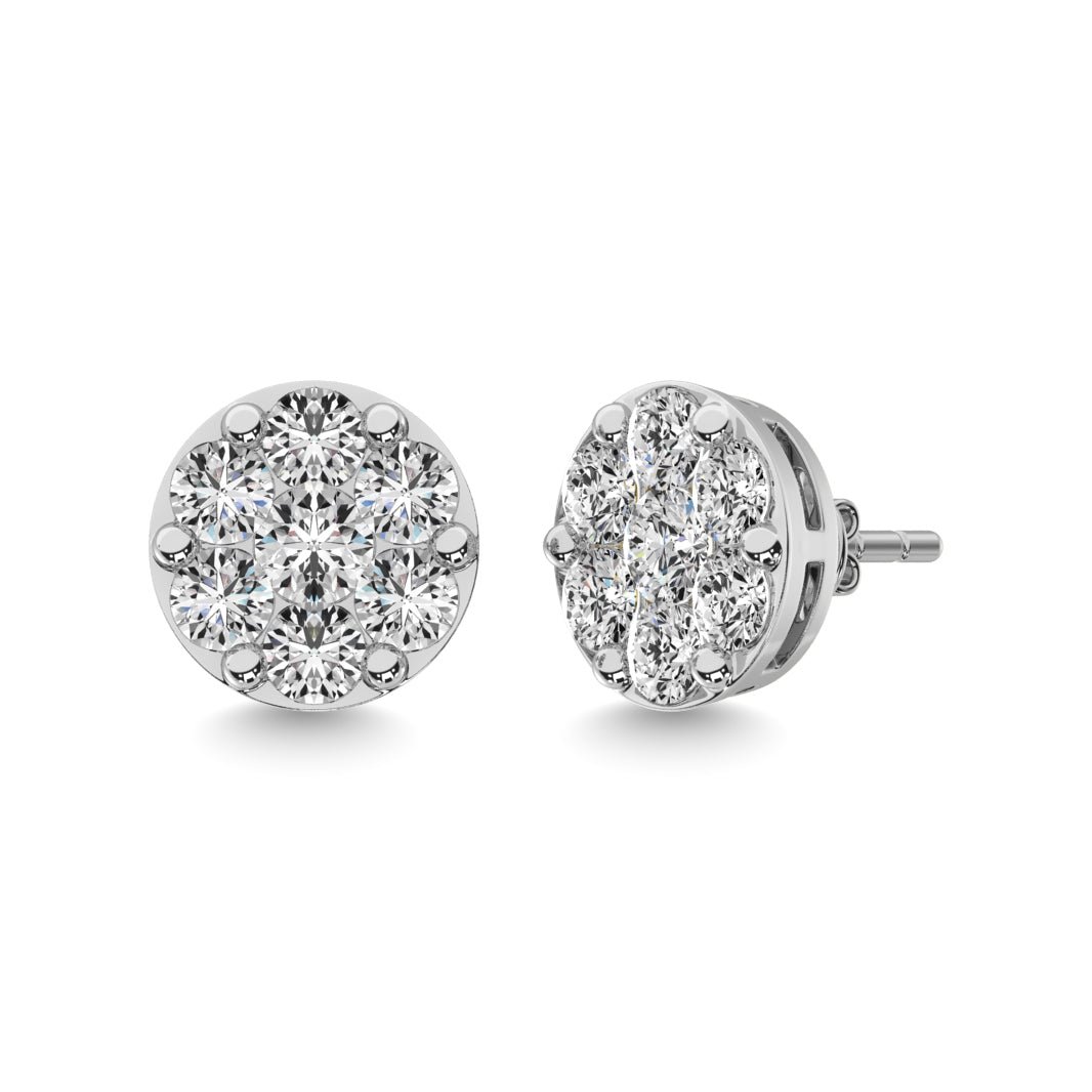 Diamond 3 ct tw Round Earrings in 14K White Gold