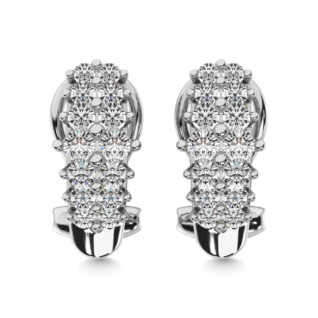 Diamond 1 ct tw Round Cut Pyramid Earrings in 14K White Gold