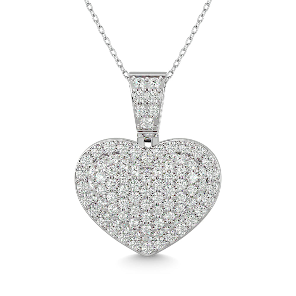 Diamond 1 1/2 ct tw Heart Pendant in 10K White Gold