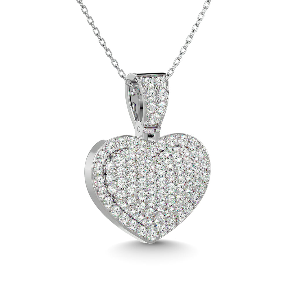 Diamond 1 1/2 ct tw Heart Pendant in 10K White Gold