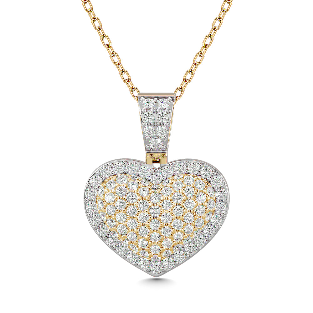 Diamond 1 1/2 ct tw Heart Pendant in 10K Yellow Gold With White Gold Touch