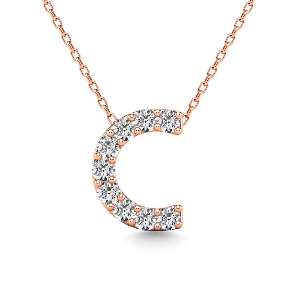 Diamond 1/10 Ct.Tw. Letter C Pendant in 14K Rose Gold&quot;&quot;