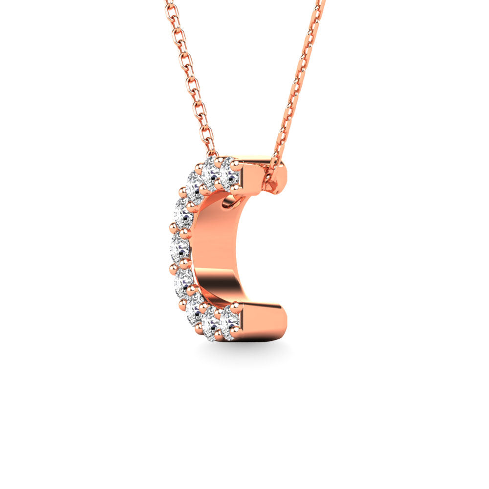 Diamond 1/10 Ct.Tw. Letter C Pendant in 14K Rose Gold&quot;&quot;