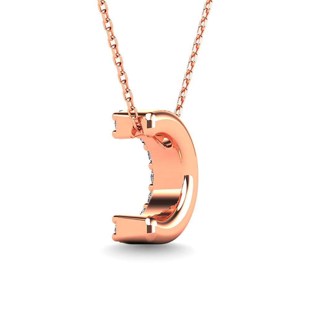 Diamond 1/10 Ct.Tw. Letter C Pendant in 14K Rose Gold&quot;&quot;