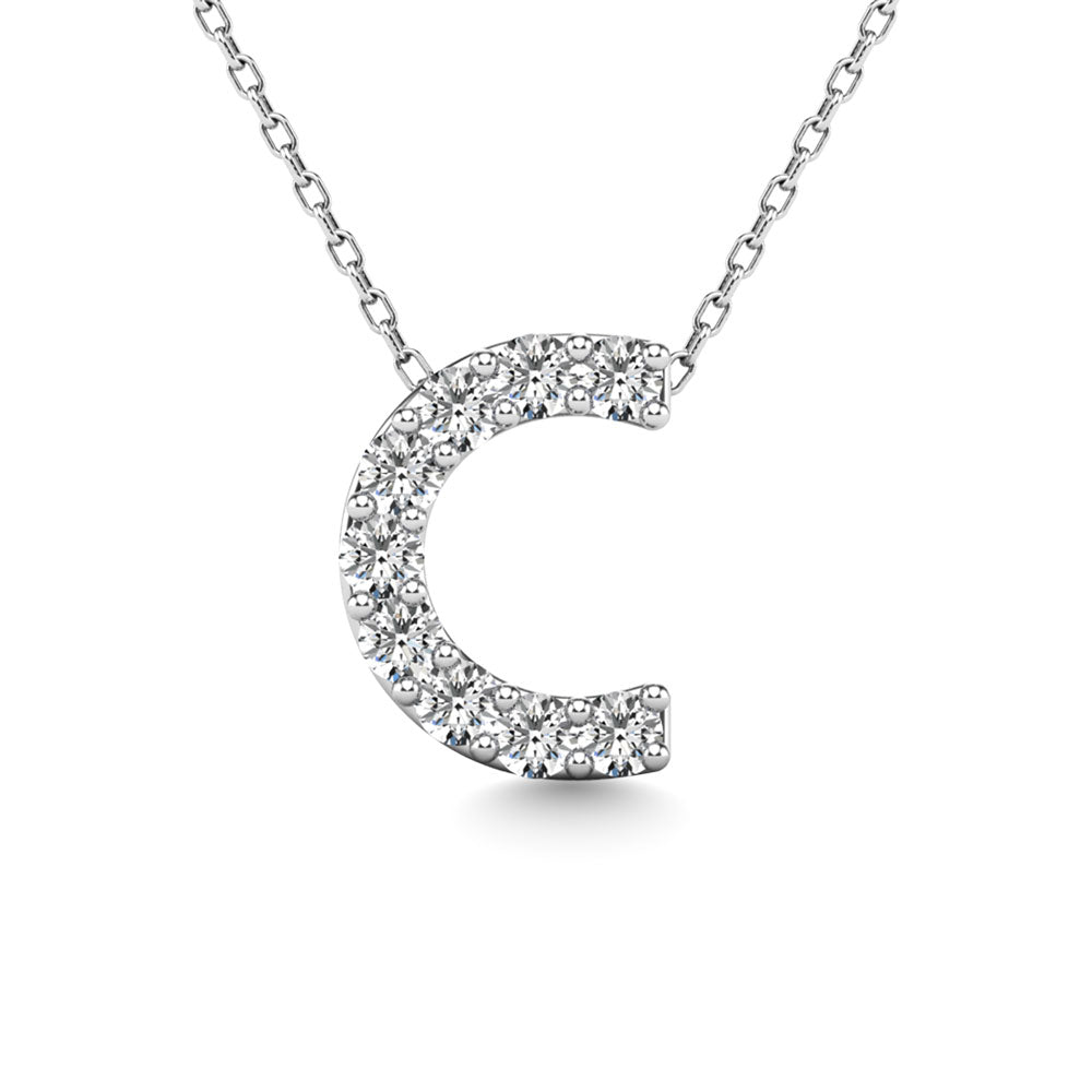 Diamond 1/10 Ct.Tw. Letter C Pendant in 14K White Gold&quot;&quot;