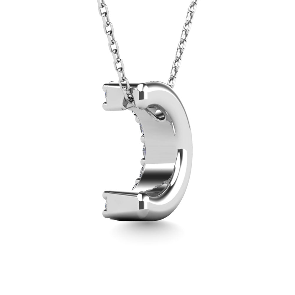 Diamond 1/10 Ct.Tw. Letter C Pendant in 14K White Gold&quot;&quot;