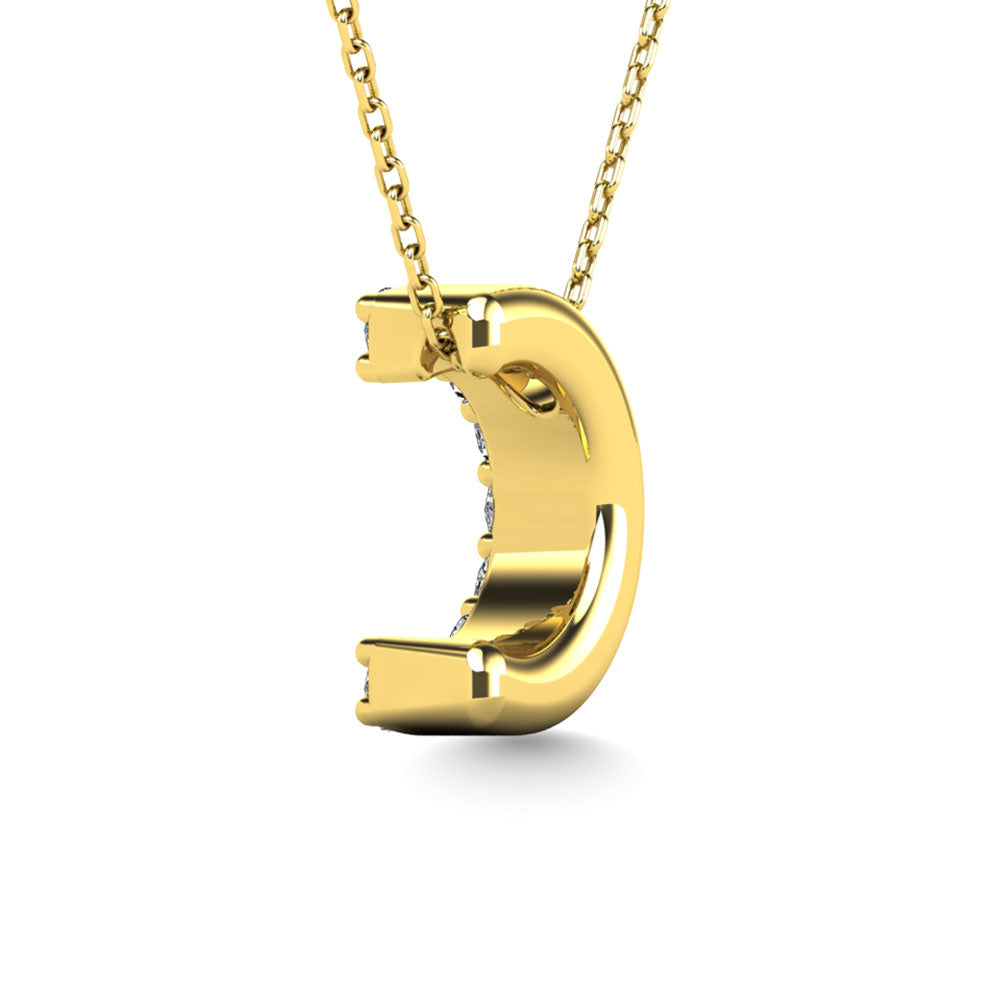 Diamond 1/10 Ct.Tw. Letter C Pendant in 14K Yellow Gold&quot;&quot;