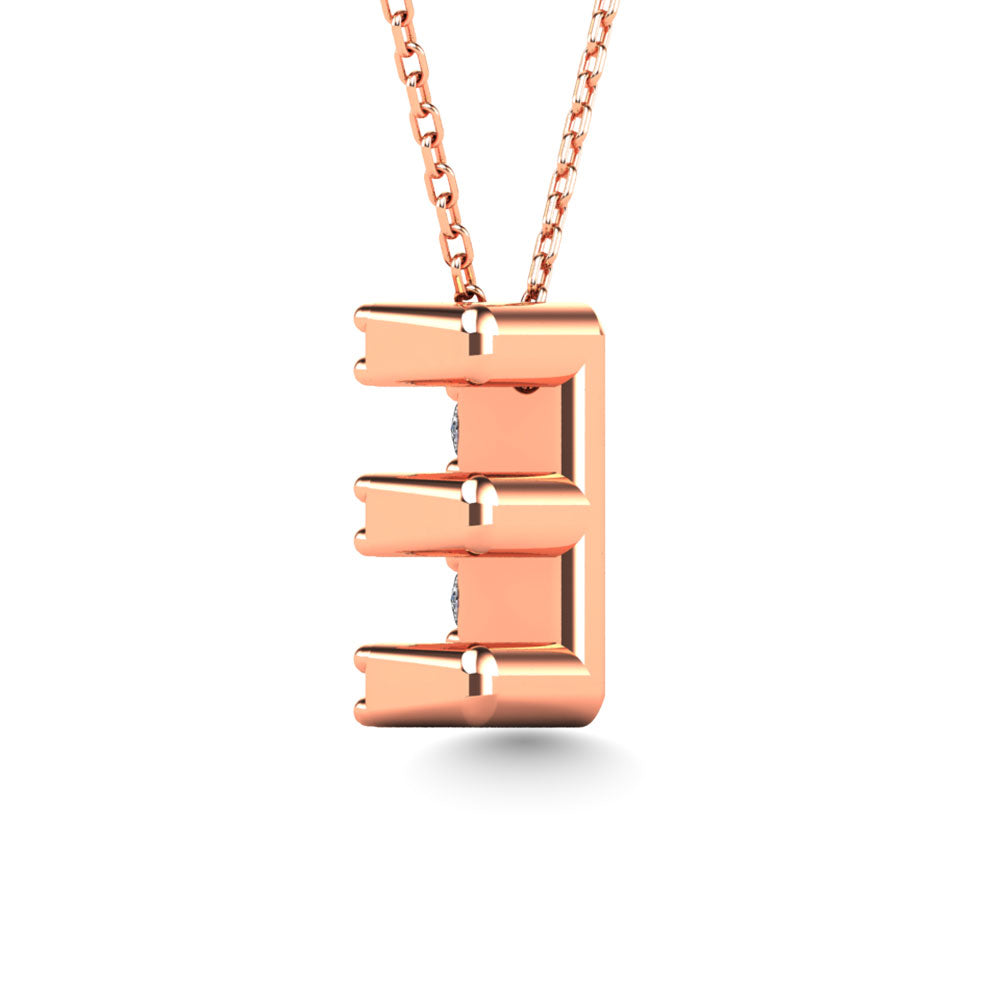 Diamond 1/10 Ct.Tw. Letter E Pendant in 14K Rose Gold&quot;&quot;