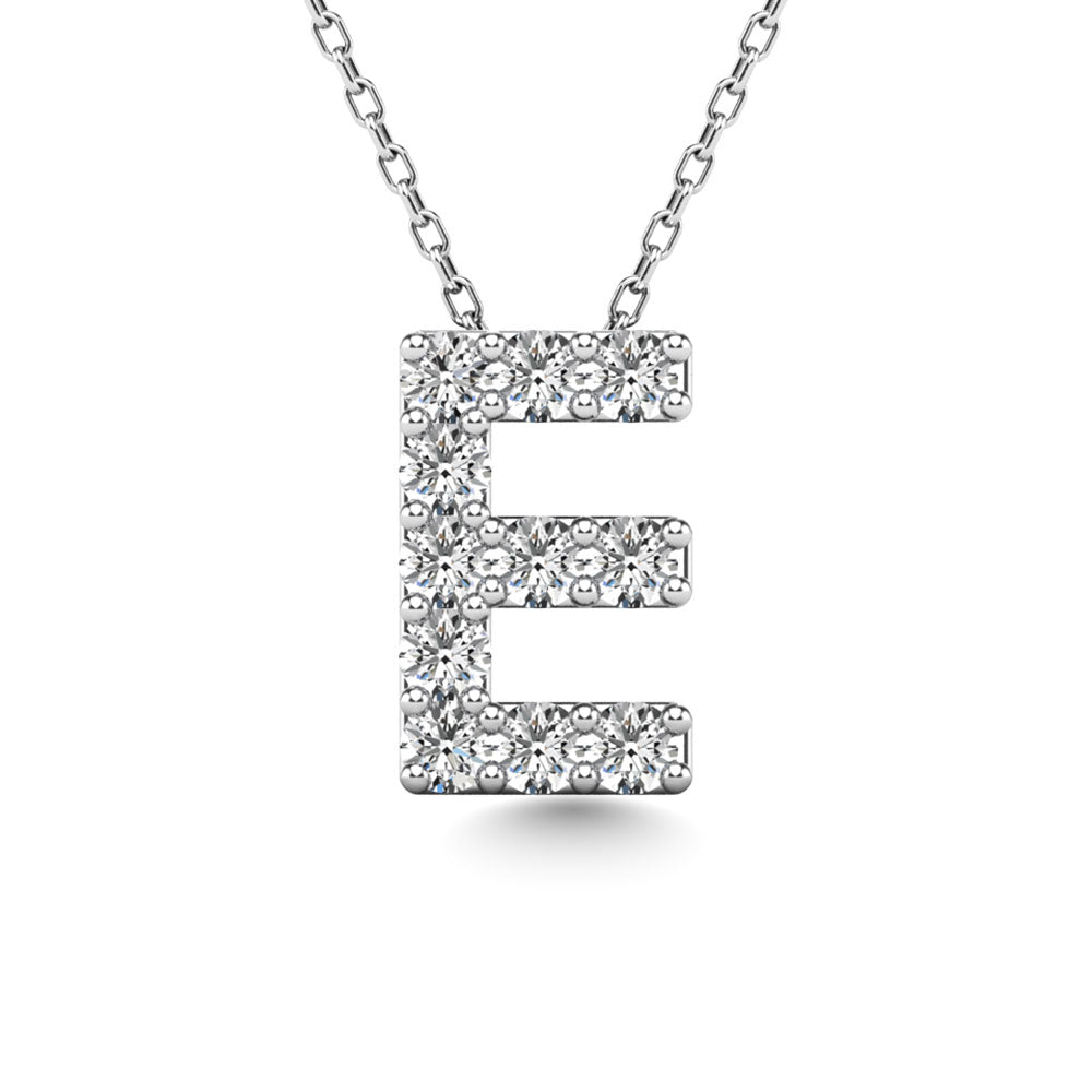 Diamond 1/10 Ct.Tw. Letter E Pendant in 14K White Gold&quot;&quot;