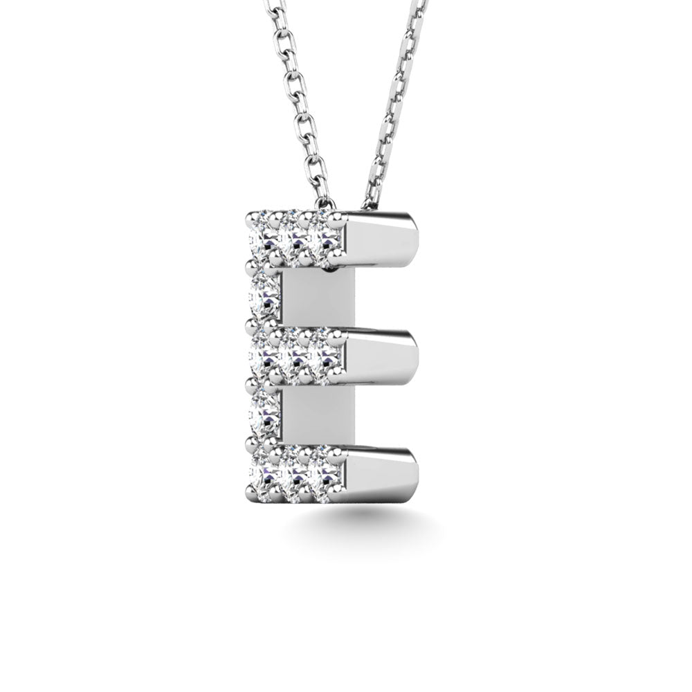 Diamond 1/10 Ct.Tw. Letter E Pendant in 14K White Gold&quot;&quot;