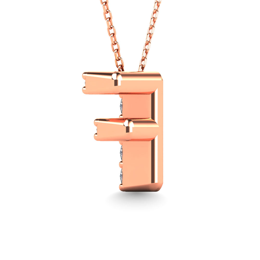 Diamond 1/10 Ct.Tw. Letter F Pendant in 14K Rose Gold&quot;&quot;