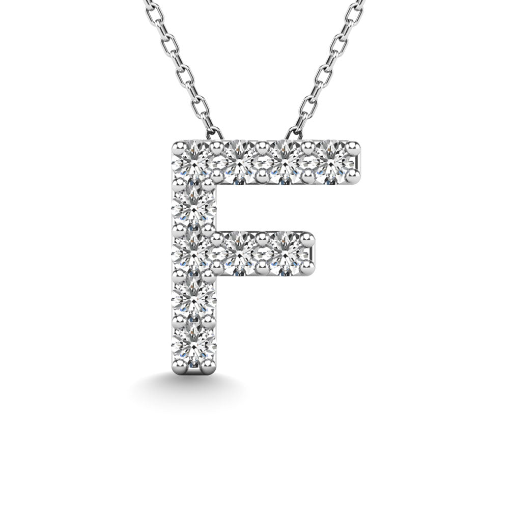 Diamond 1/10 Ct.Tw. Letter F Pendant in 14K White Gold&quot;&quot;