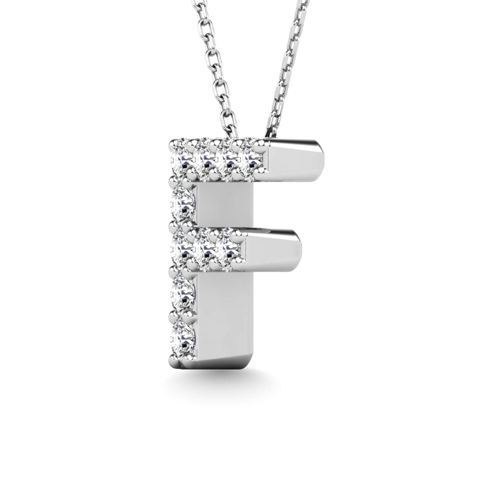 Diamond 1/10 Ct.Tw. Letter F Pendant in 14K White Gold&quot;&quot;