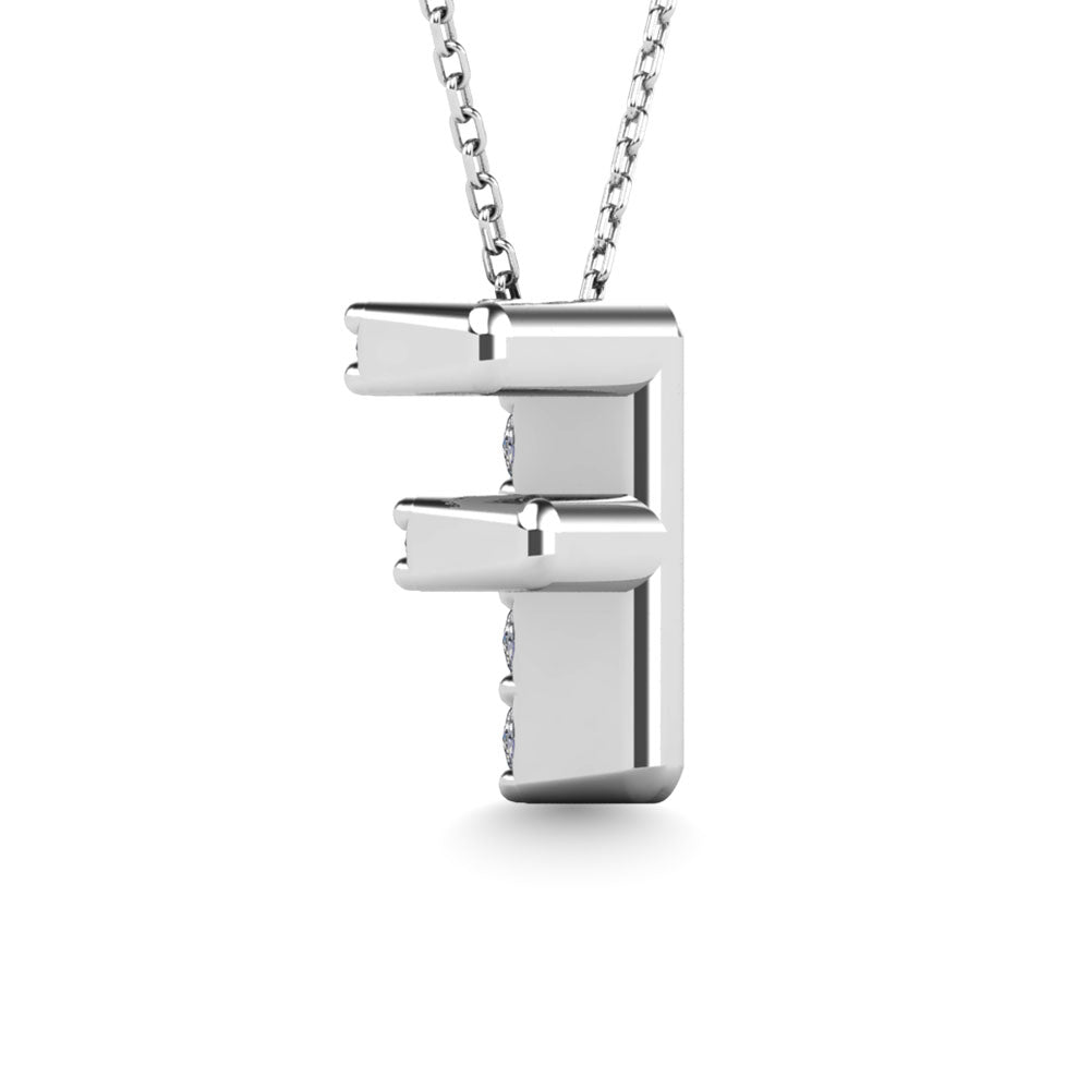 Diamond 1/10 Ct.Tw. Letter F Pendant in 14K White Gold&quot;&quot;