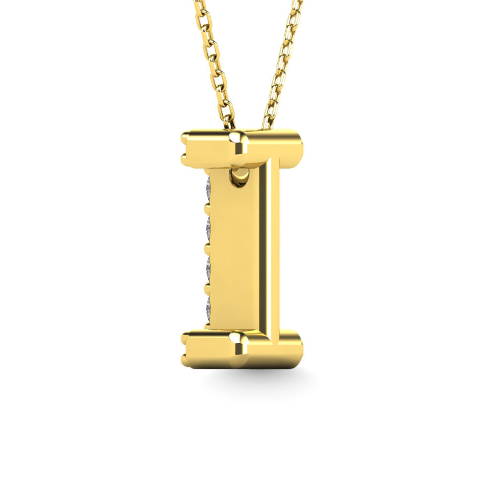 Diamond 1/10 Ct.Tw. Letter I Pendant in 14K Yellow Gold&quot;&quot;