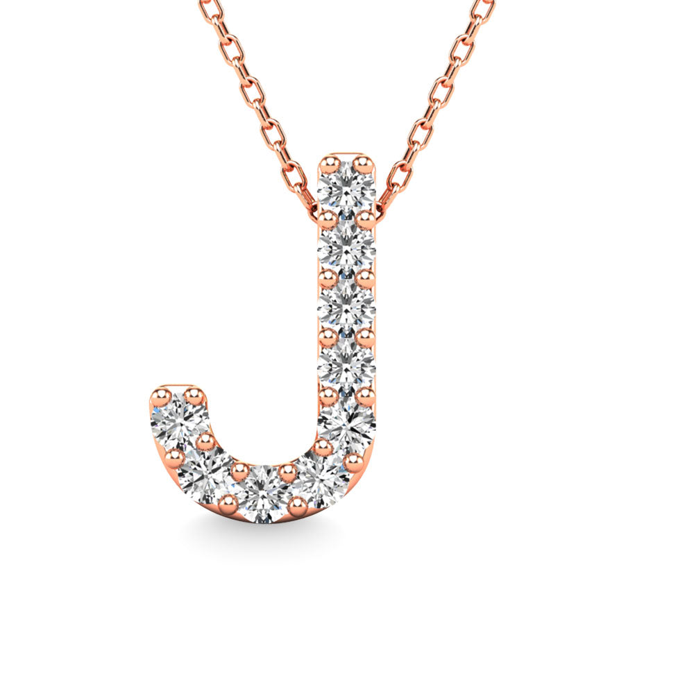 Diamond 1/10 Ct.Tw. Letter J Pendant in 14K Rose Gold&quot;&quot;