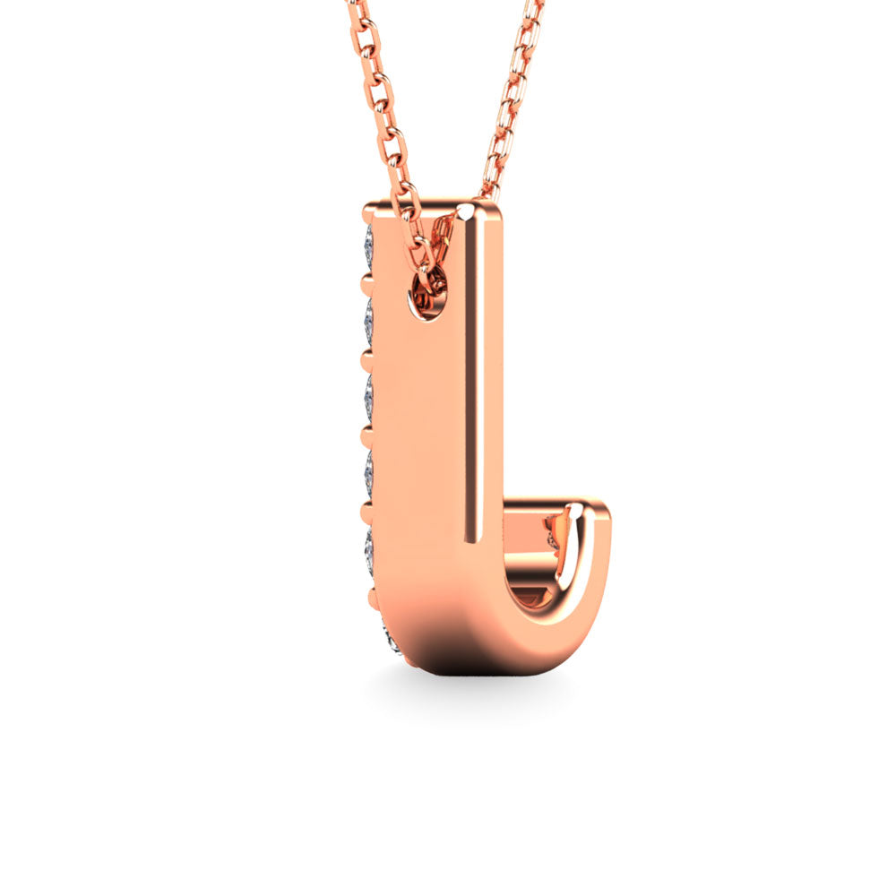 Diamond 1/10 Ct.Tw. Letter J Pendant in 14K Rose Gold&quot;&quot;