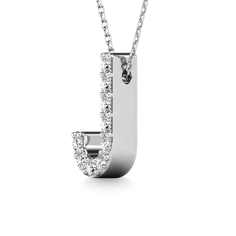 Diamond 1/10 Ct.Tw. Letter J Pendant in 14K White Gold&quot;&quot;