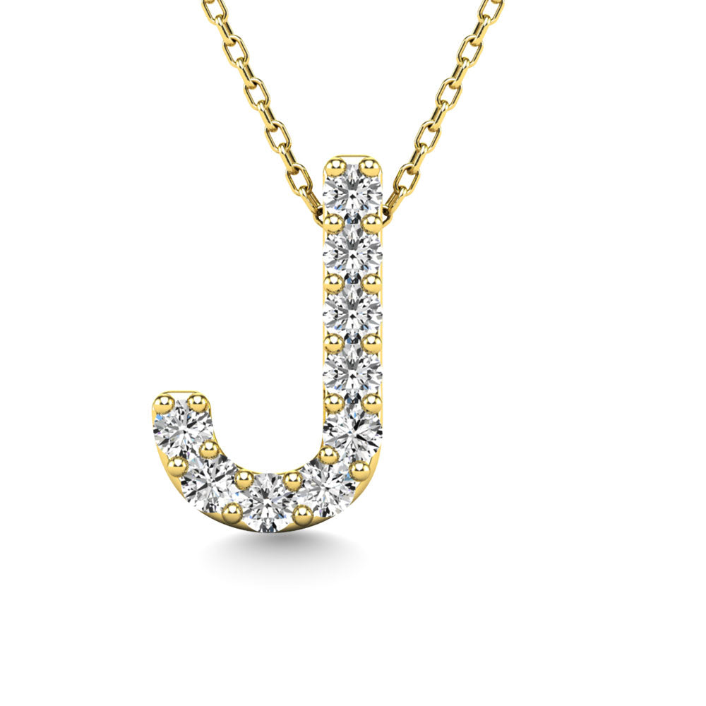 Diamond 1/10 Ct.Tw. Letter J Pendant in 14K Yellow Gold&quot;&quot;