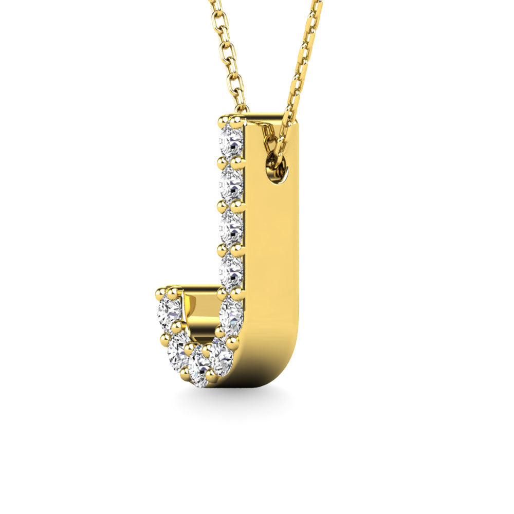 Diamond 1/10 Ct.Tw. Letter J Pendant in 14K Yellow Gold&quot;&quot;