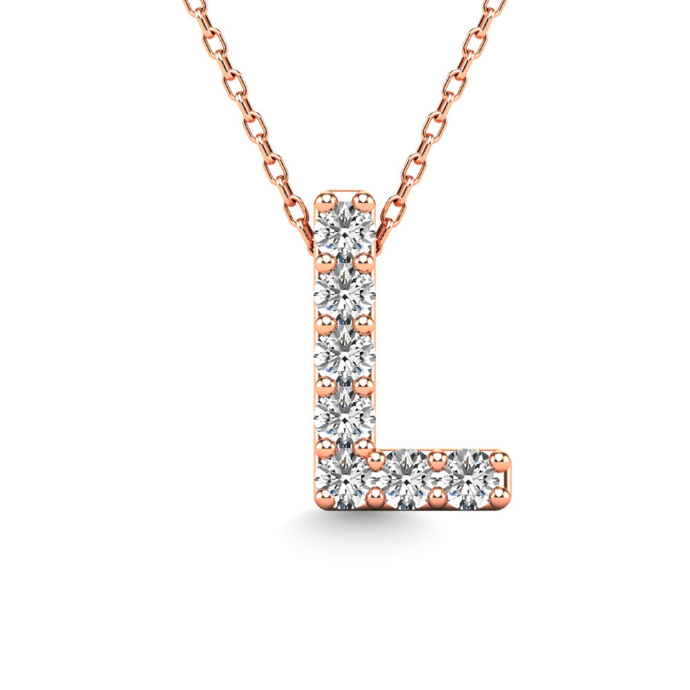 Diamond 1/20 Ct.Tw. Letter L Pendant in 14K Rose Gold&quot;&quot;