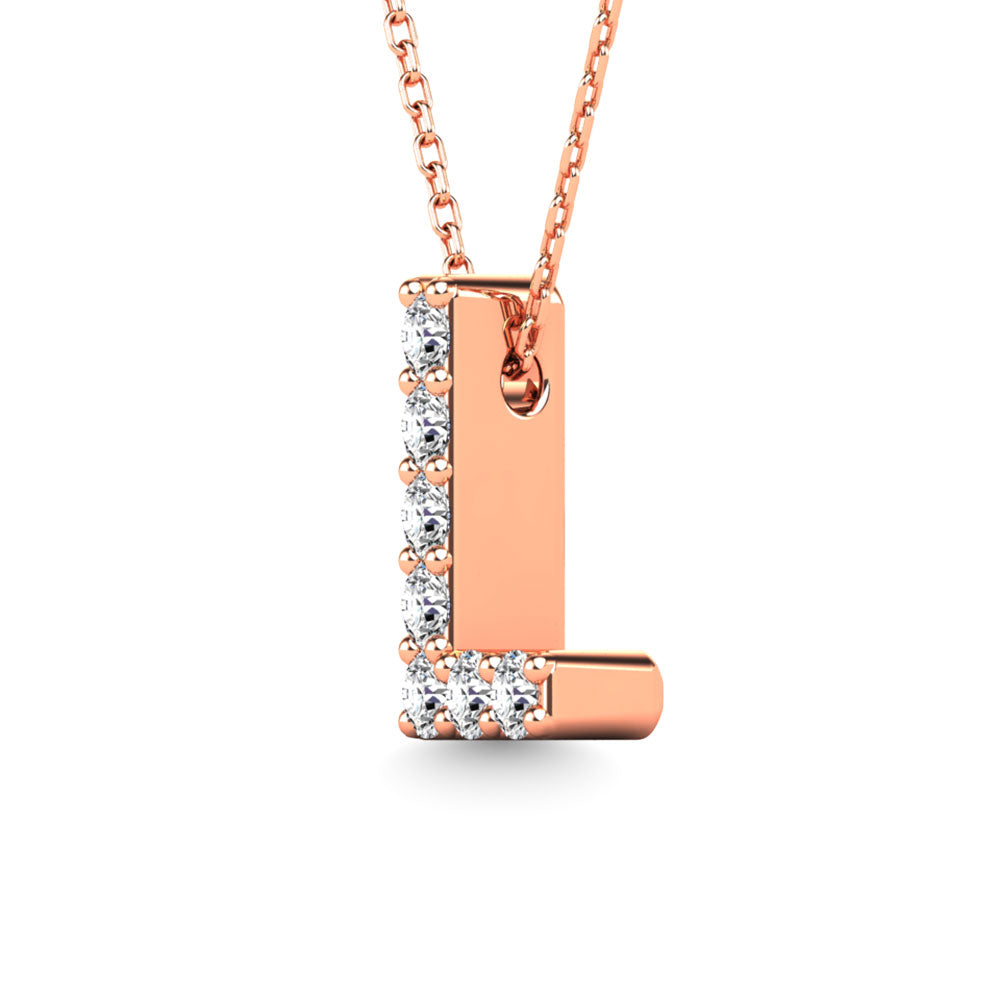 Diamond 1/20 Ct.Tw. Letter L Pendant in 14K Rose Gold&quot;&quot;