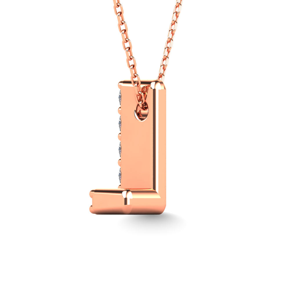 Diamond 1/20 Ct.Tw. Letter L Pendant in 14K Rose Gold&quot;&quot;