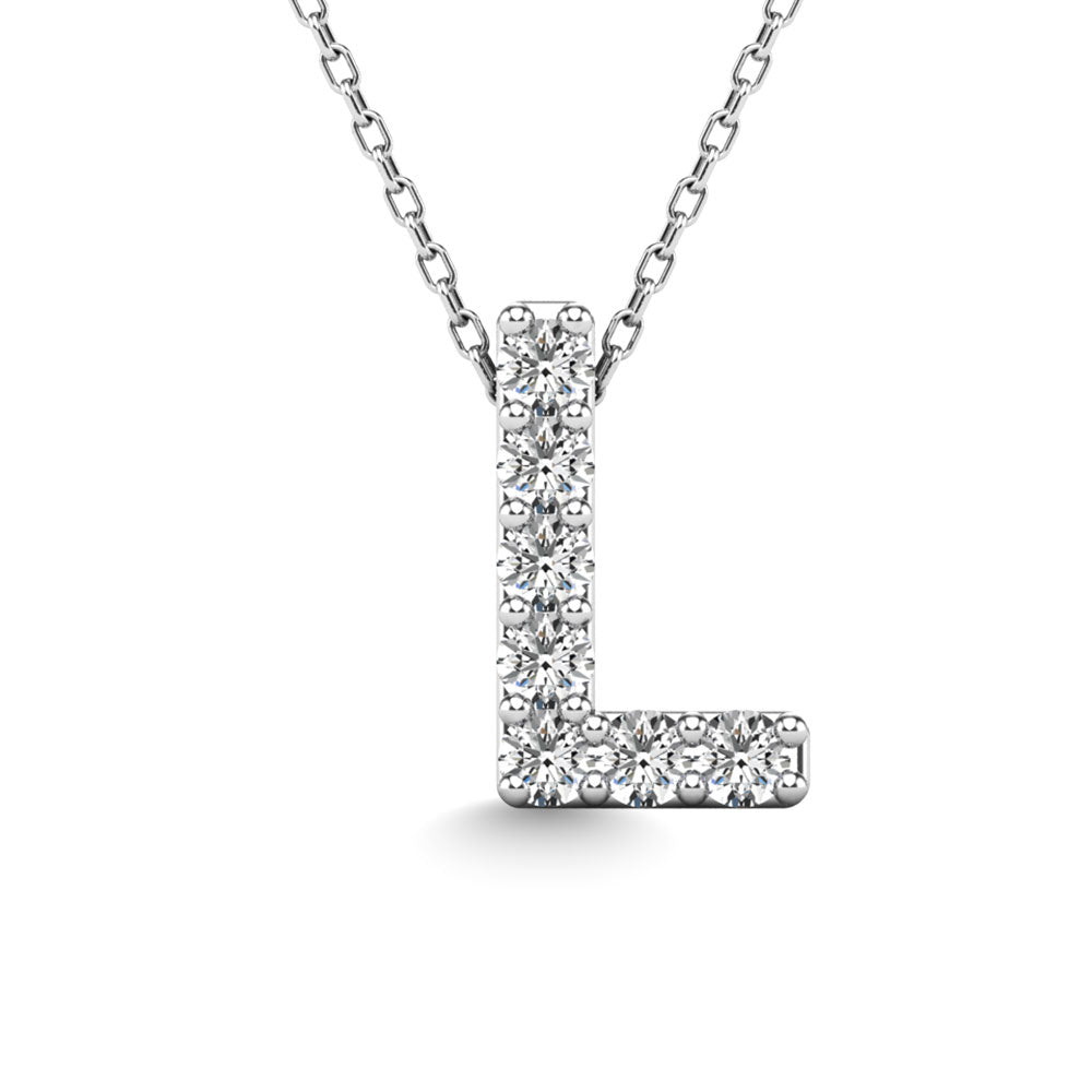 Diamond 1/20 Ct.Tw. Letter L Pendant in 14K White Gold&quot;&quot;