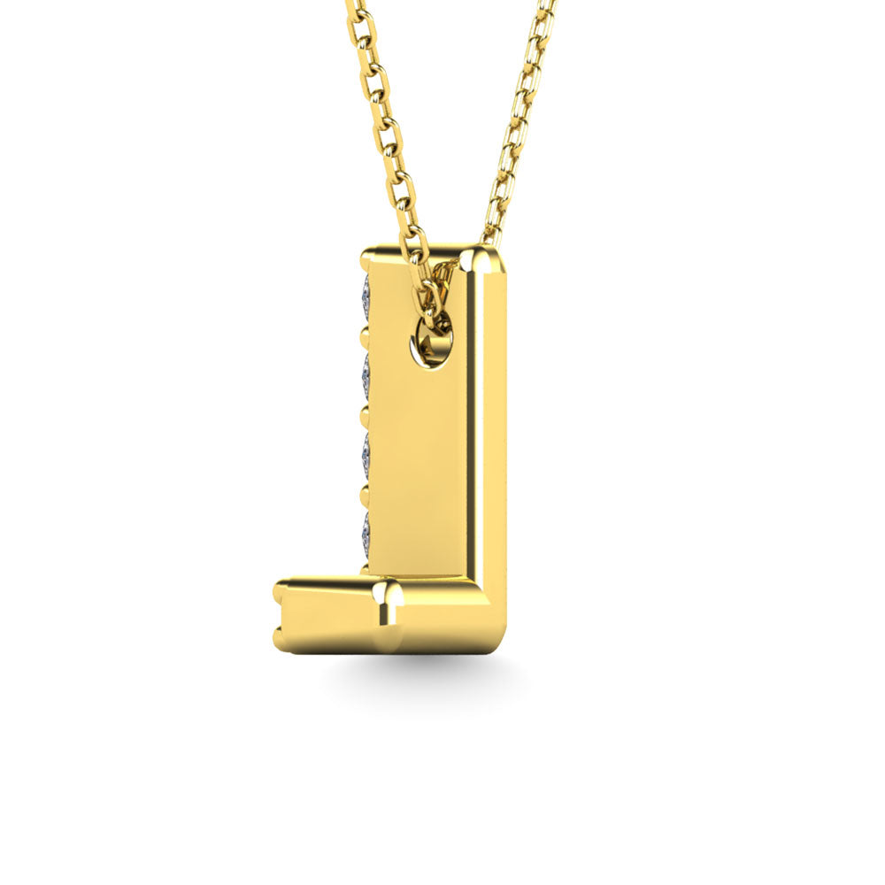 Diamond 1/20 Ct.Tw. Letter L Pendant in 14K Yellow Gold&quot;&quot;