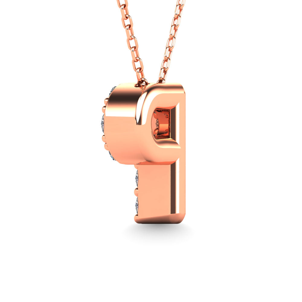 Diamond 1/10 Ct.Tw. Letter P Pendant in 14K Rose Gold&quot;&quot;