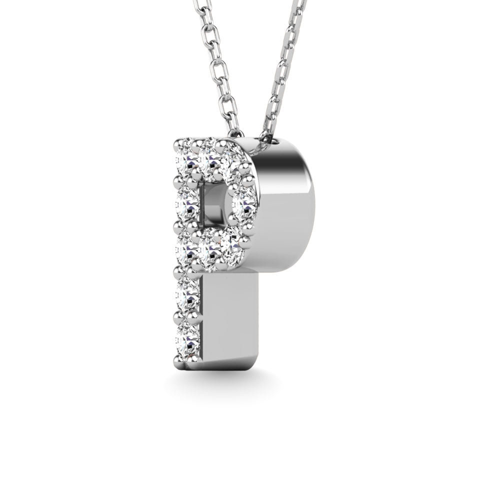 Diamond 1/10 Ct.Tw. Letter P Pendant in 14K White Gold&quot;&quot;