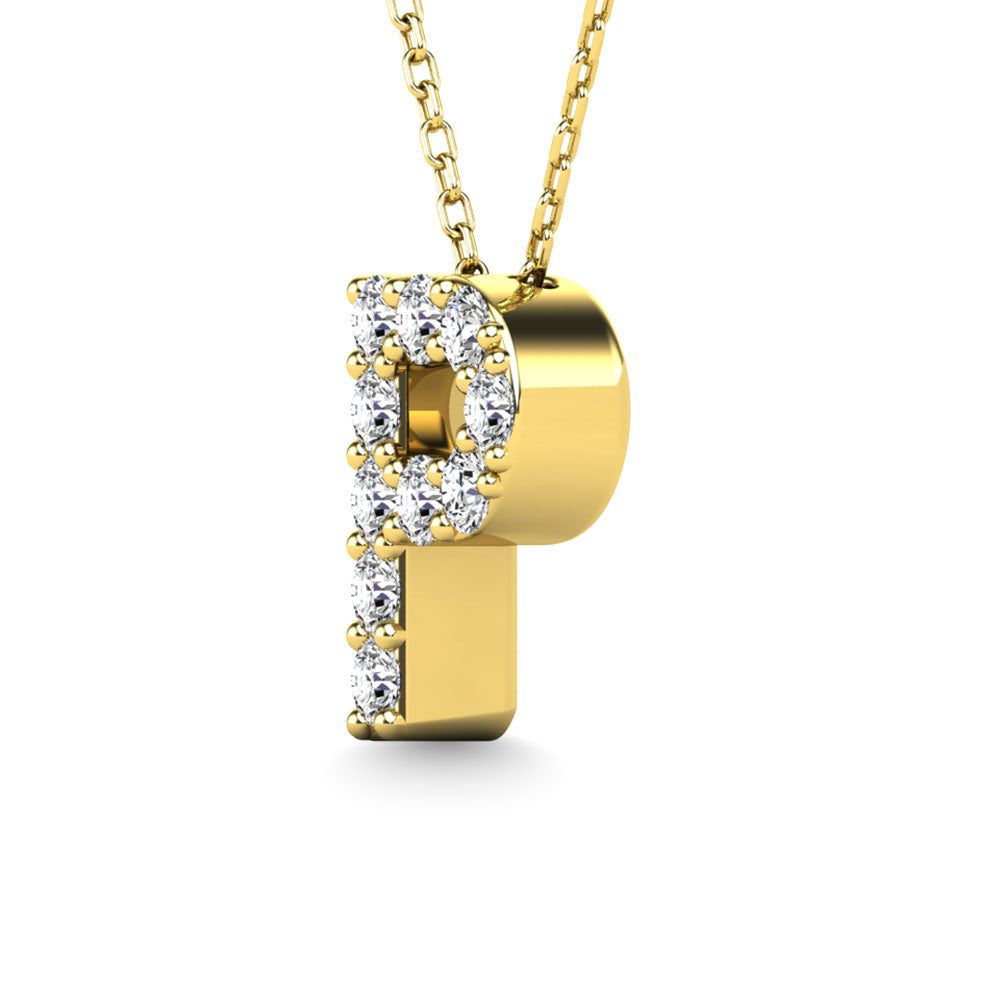 Diamond 1/10 Ct.Tw. Letter P Pendant in 14K Yellow Gold&quot;&quot;