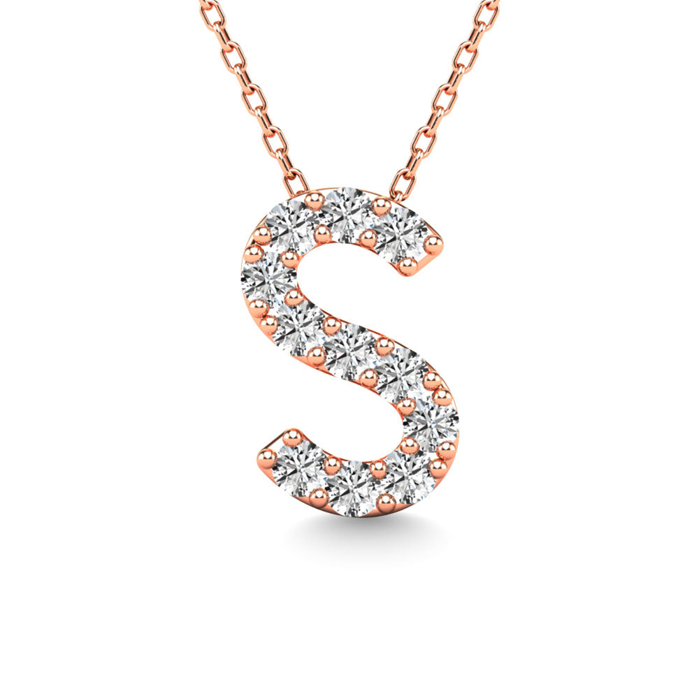 Diamond 1/10 Ct.Tw. Letter S Pendant in 14K Rose Gold&quot;&quot;